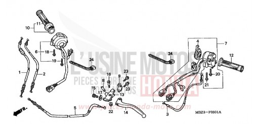 LEVIER DE GUIDON/COMMUTATEUR/ CABLE (2) CB600F21 de 2001